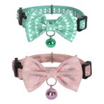 REFLECT CAT COLLAR WITH BOW 2pcs (FISH & GREEN TRIANGLE)(0.9mmx18-30cm) BWDG4301