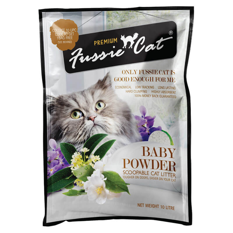 Fussie Cat Litter Baby Powder 10L Cat Litter Pet Lovers Centre